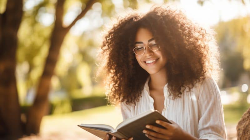 young woman practicing self-care in nature